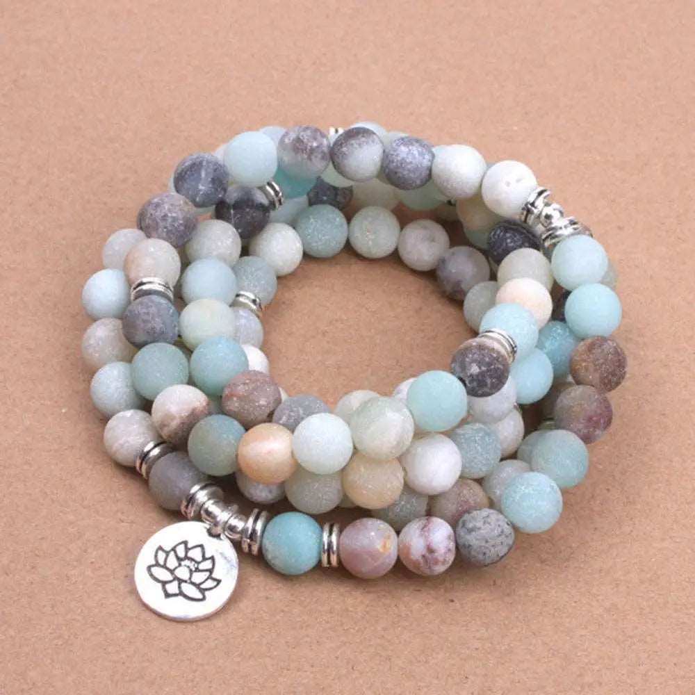 Amazonite Mala Beads with Charm