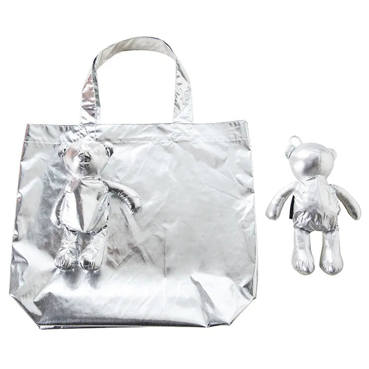 Eco-Friendly Silver Bear Waterproof Reusable Shoulder Shopping Bag