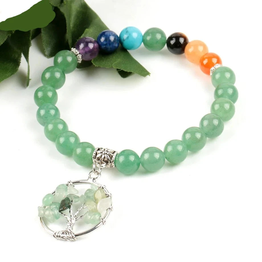 Beautiful Green Adventurine Handmade Bracelets with Tree of Life Charm