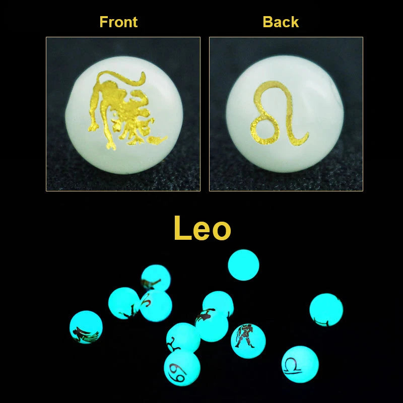 Leo 12 Constellation Star Sign Glow in the Dark Mala Beads - Celestial-inspired Meditation Accessories for Enhanced Practice