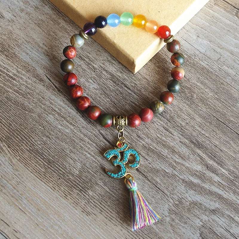 7 Chakra OM Tibetan Healing Charm Bracelet with Tassel