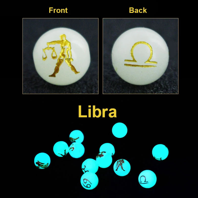 Libra 12 Constellation Star Sign Glow in the Dark Mala Beads - Celestial-inspired Meditation Accessories for Enhanced Practice