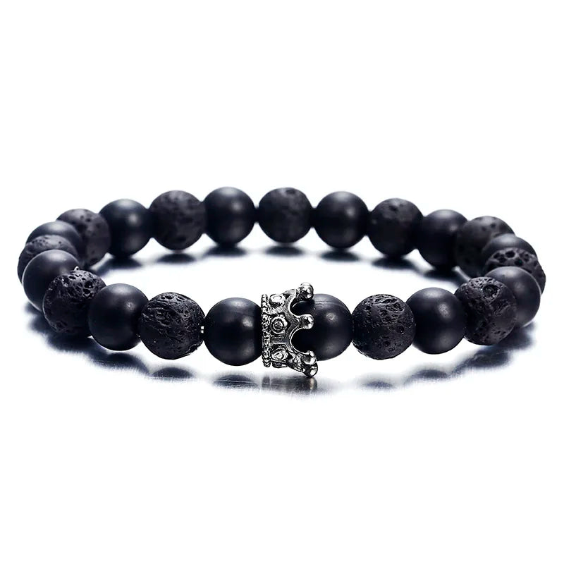 7 Chakra Black Lava Bracelet with Balancing Energy