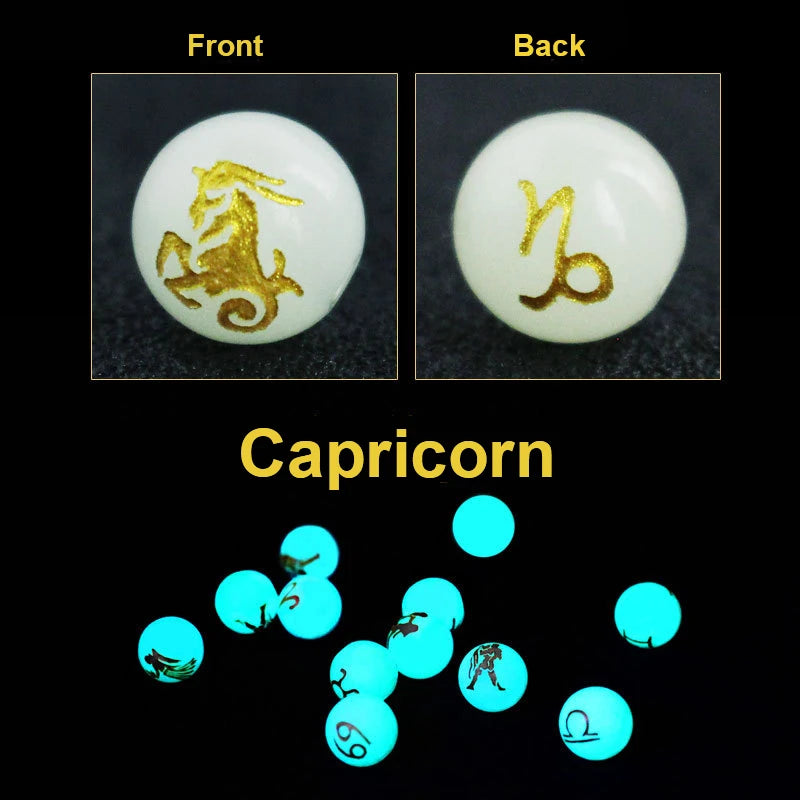 Capricorn 12 Constellation Star Sign Glow in the Dark Mala Beads - Celestial-inspired Meditation Accessories for Enhanced Practice