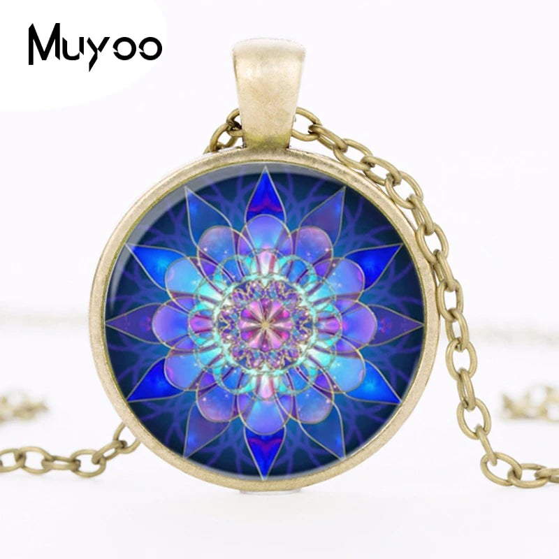 Blue Mandala Charm Necklace