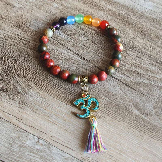 7 Chakra OM Tibetan Healing Charm Bracelet with Tassel