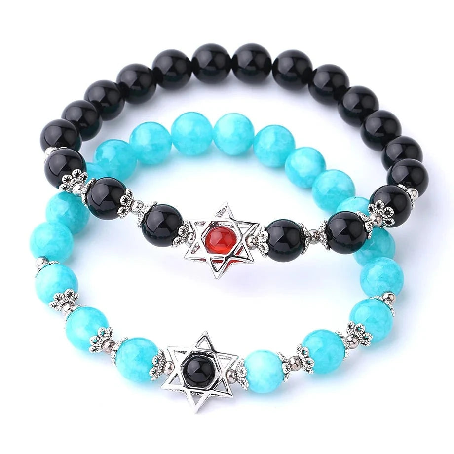 Natural Semi Precious Stone/Crystal Magen Star of David Bracelets