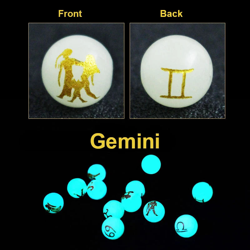 Gemini 12 Constellation Star Sign Glow in the Dark Mala Beads - Celestial-inspired Meditation Accessories for Enhanced Practice