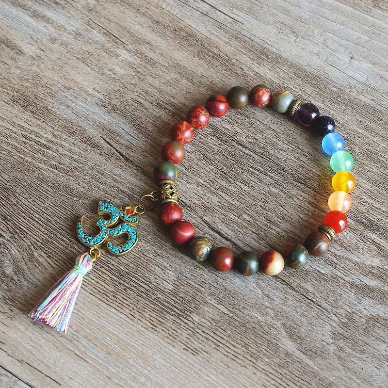 7 Chakra OM Tibetan Healing Charm Bracelet with Tassel