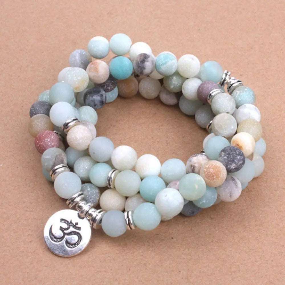 Amazonite Mala Beads with Charm