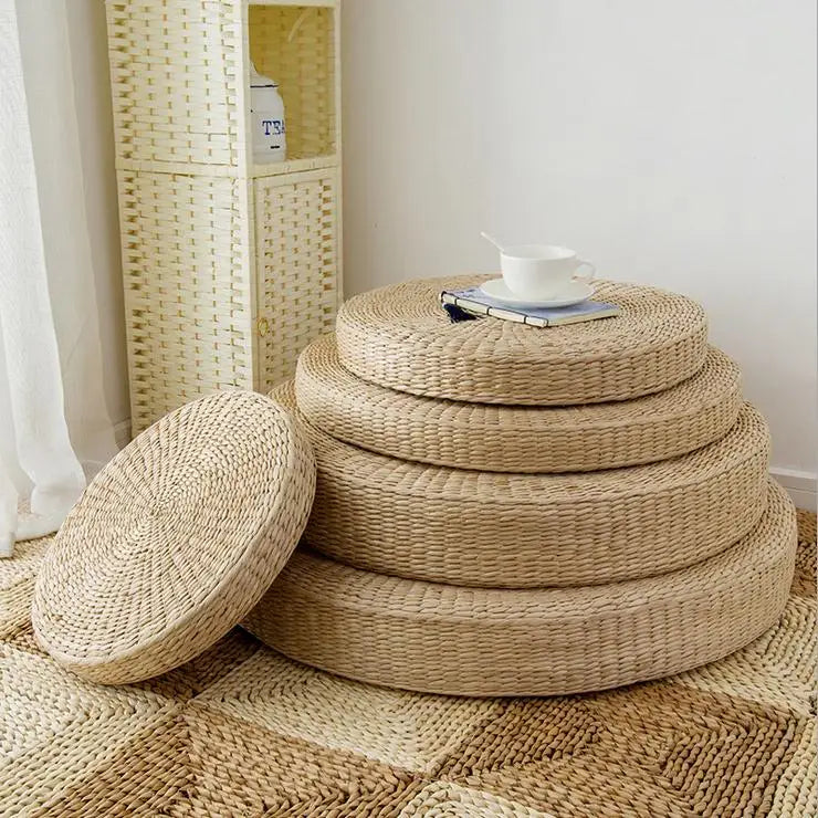 Natural Straw Round Tatami Floor Cushions