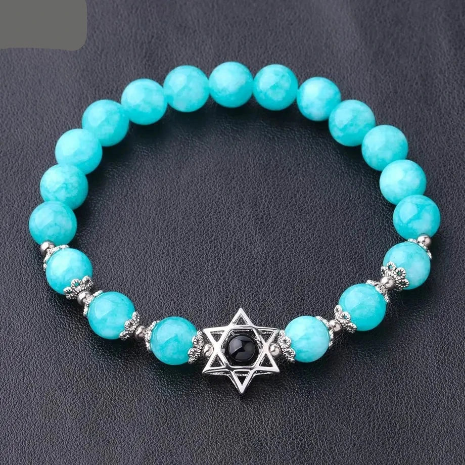 Natural Semi Precious Stone/Crystal Magen Star of David Bracelets