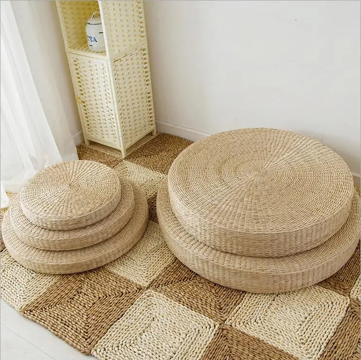 Natural Straw Round Tatami Floor Cushions