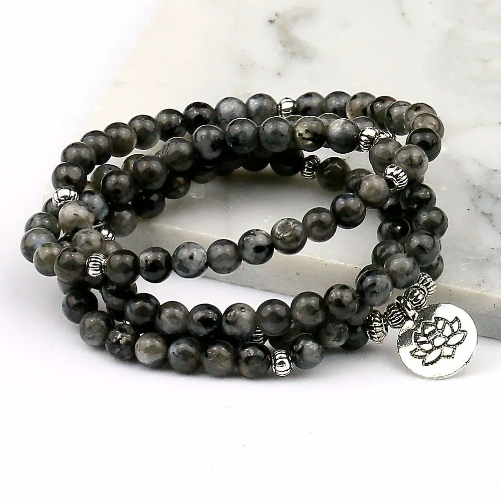 Natural Stone Handmade Mala Beads with Charm