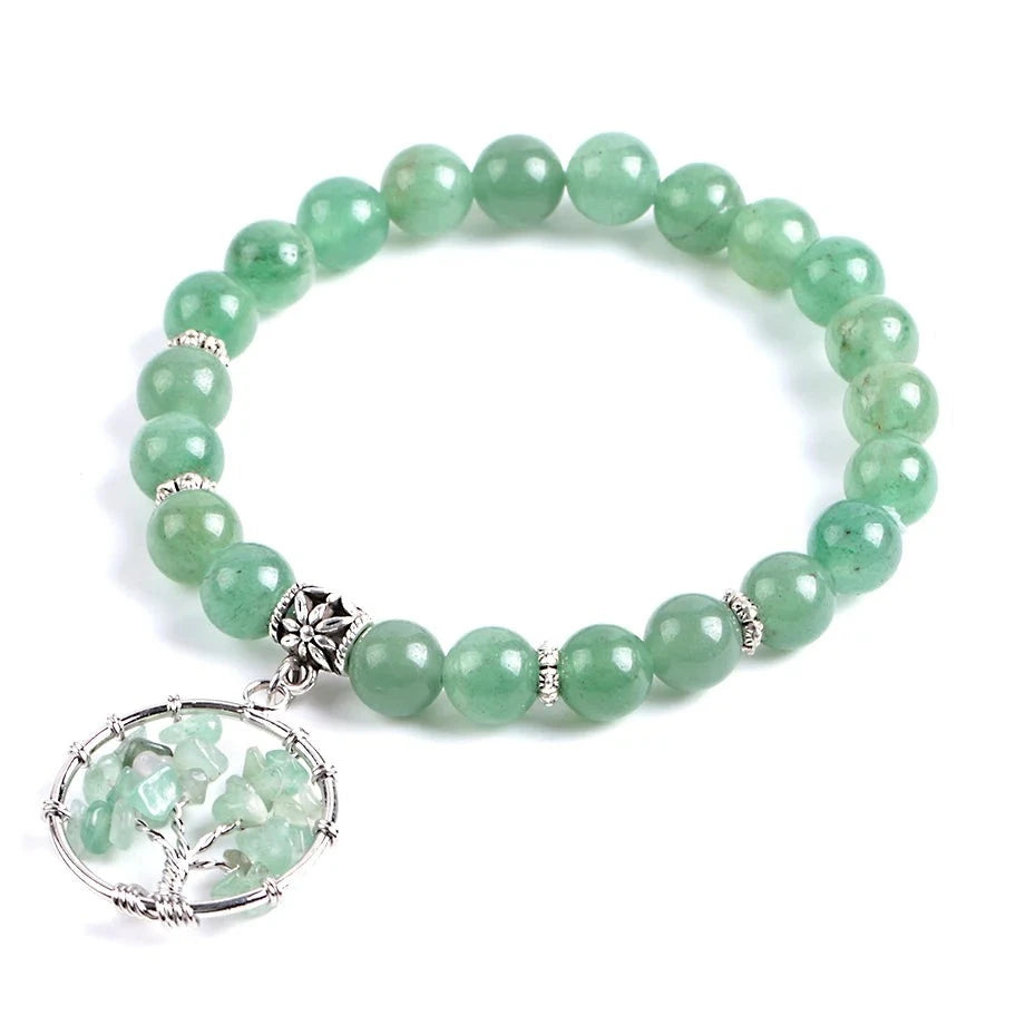 Beautiful Green Adventurine Handmade Bracelets with Tree of Life Charm