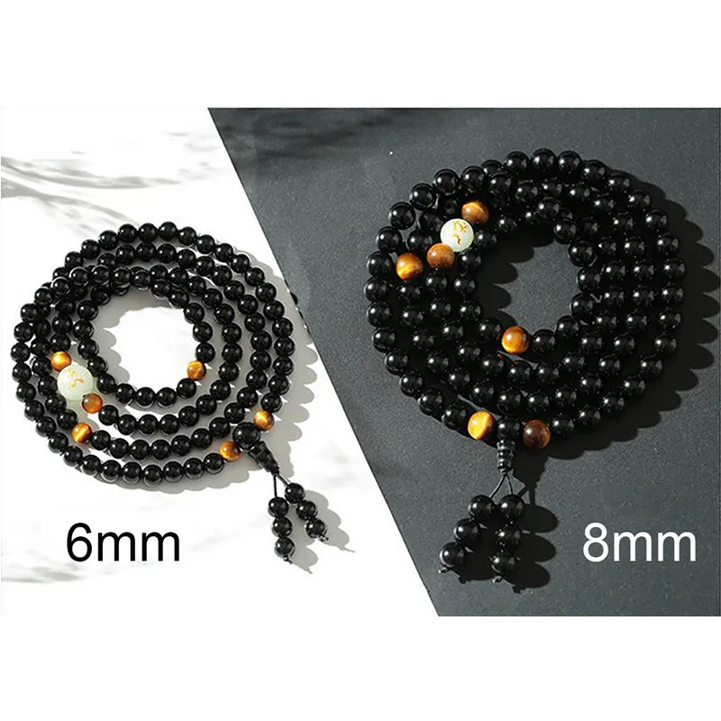 Black Dragon Buddha Handmade Glow in the Dark Mala Beads