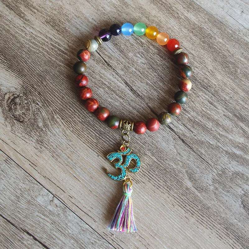 7 Chakra OM Tibetan Healing Charm Bracelet with Tassel