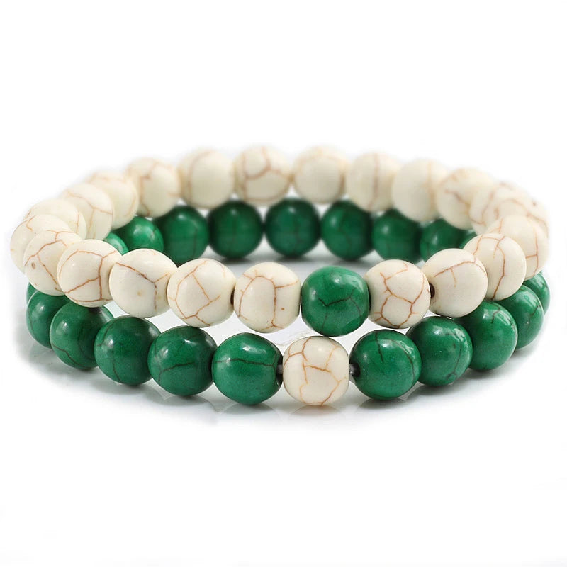 Natural Stone Beaded Bracelets with Charm