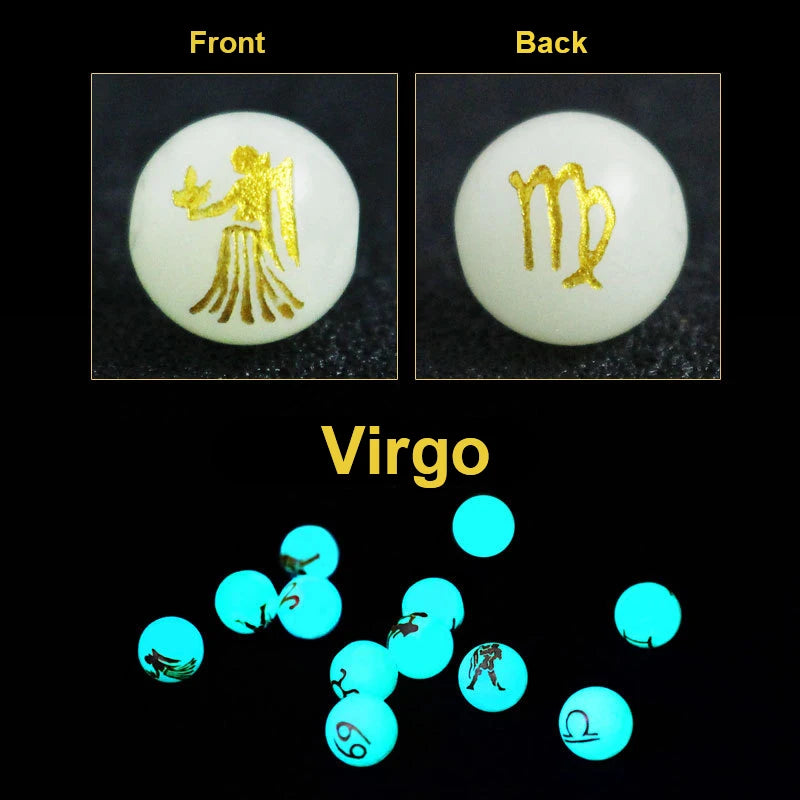 Virgo 12 Constellation Star Sign Glow in the Dark Mala Beads - Celestial-inspired Meditation Accessories for Enhanced Practice