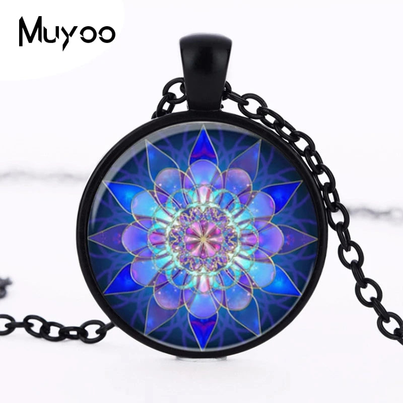 Blue Mandala Charm Necklace