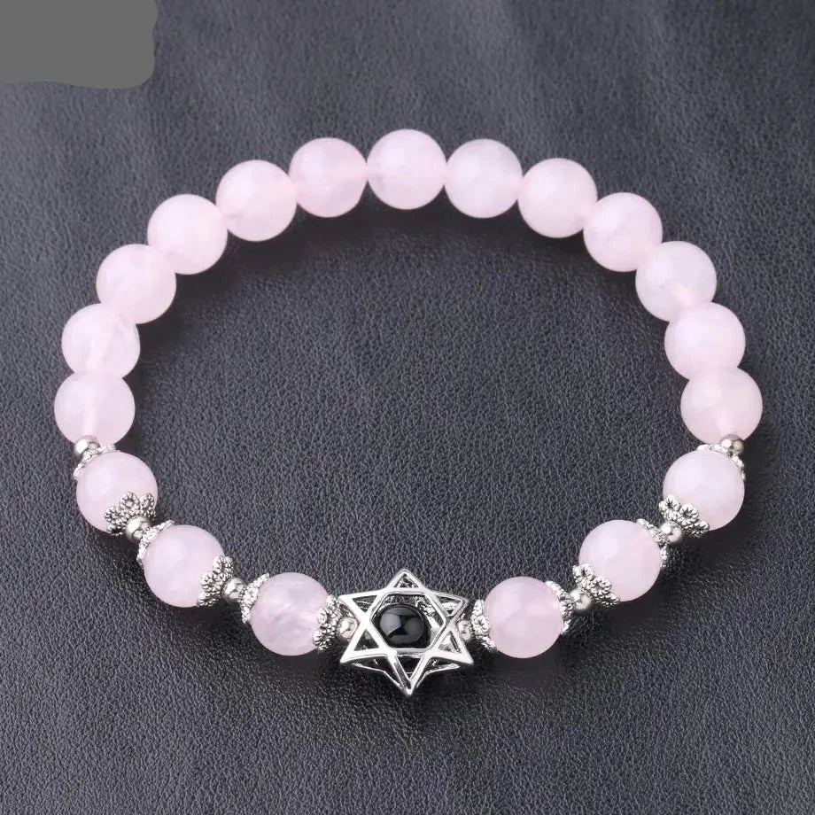 Natural Semi Precious Stone/Crystal Magen Star of David Bracelets