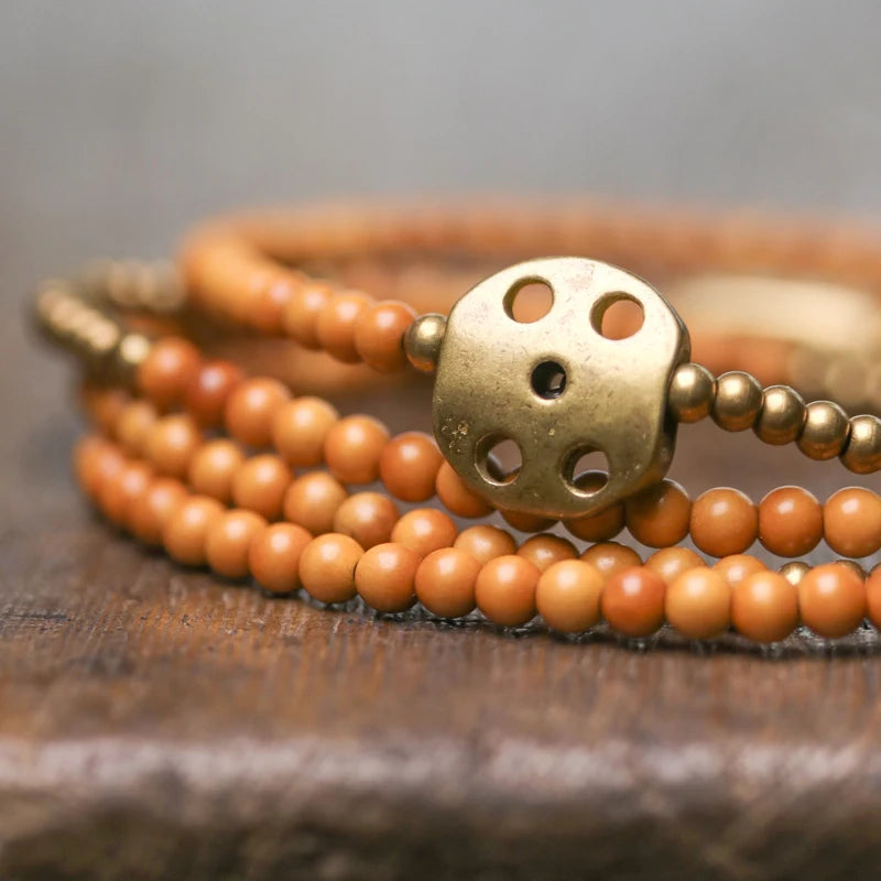 Natural Olive Nut Vajar Tibetan Bracelet for promoting Peace & Zen