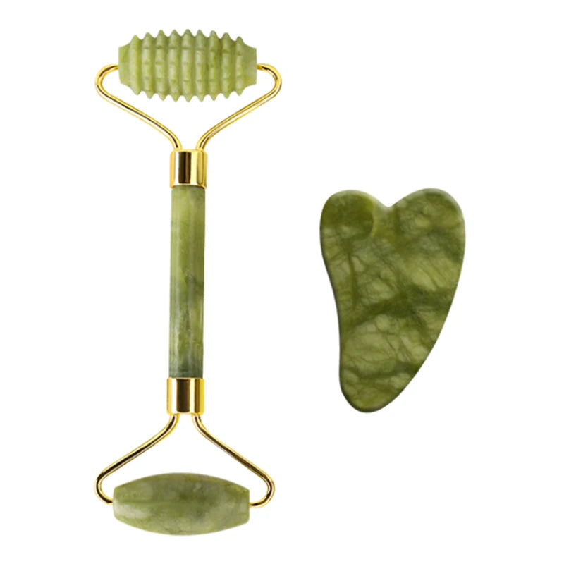 Gua Sha Jade Eye Mask, Facial Massager, Scraper & Roller