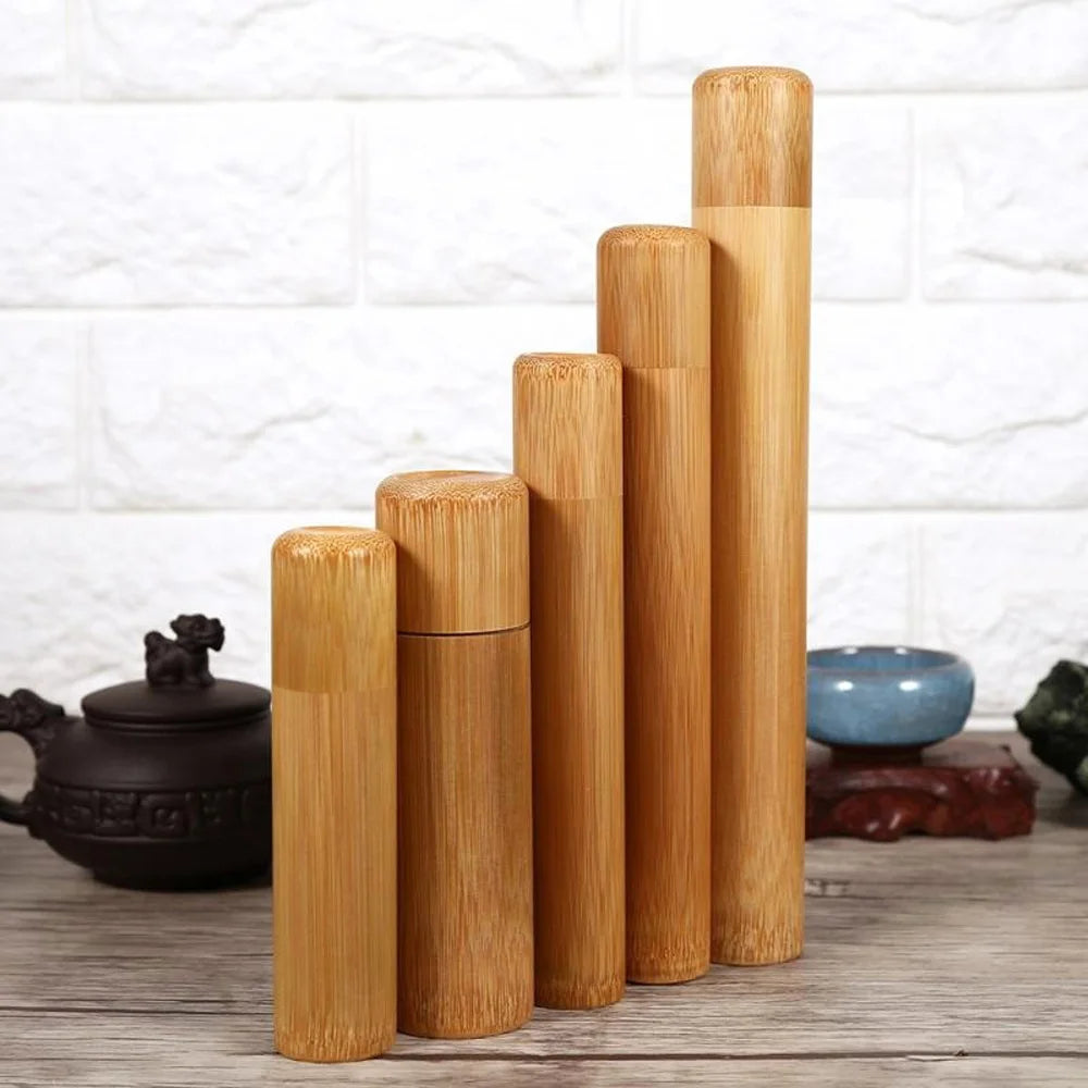 Eco-Friendly Handmade Natural Bamboo Tea Storage Canister