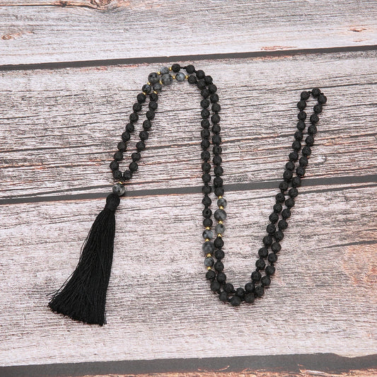 Volcanic Stone Mala Beads with Tassel