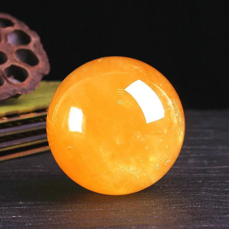 Natural Citrine Calcite Quartz Crystal Sphere with Healing Energy