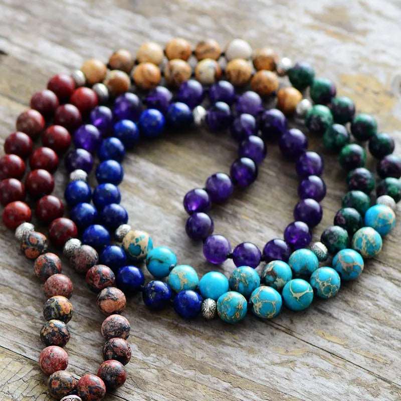 7 Chakra Mala Bead Natural Stone Necklace with Tassel