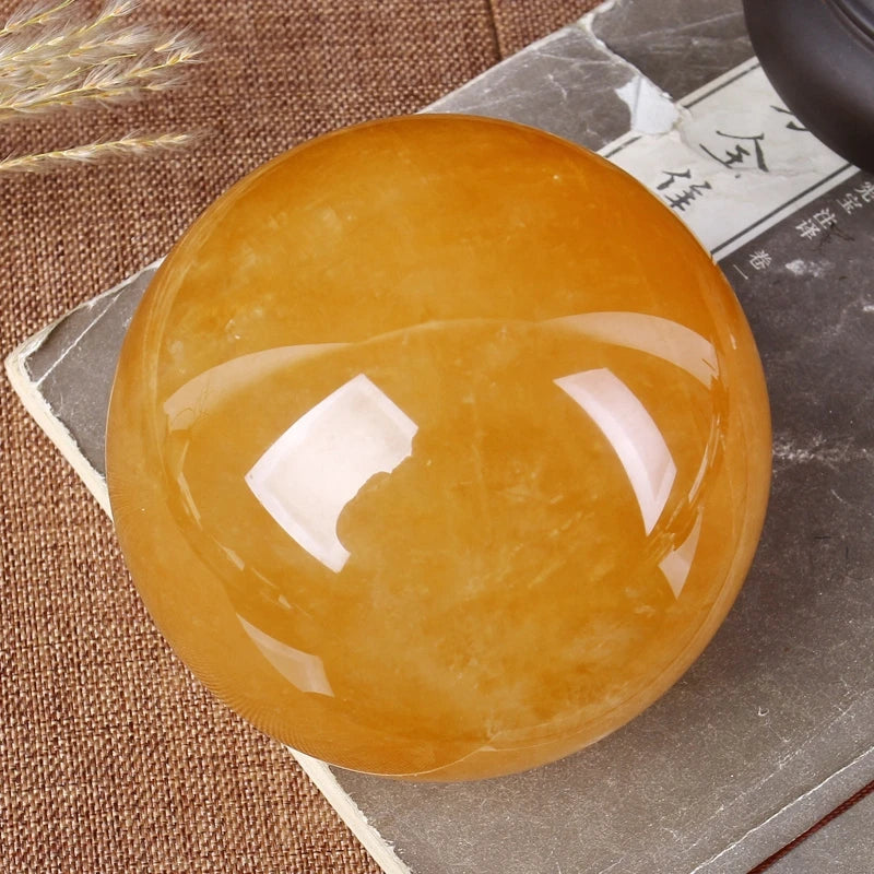 Natural Citrine Calcite Quartz Crystal Sphere with Healing Energy