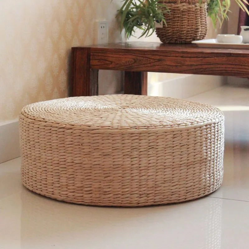 Eco-Friendly Round Straw Hand Woven Tatami Floor Cushion