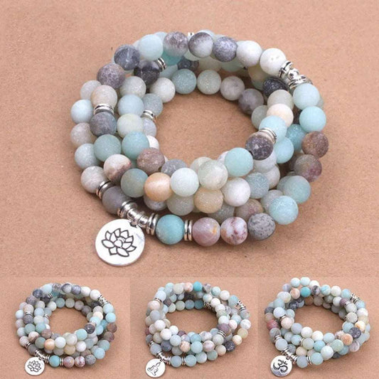 Amazonite Mala Beads with Charm