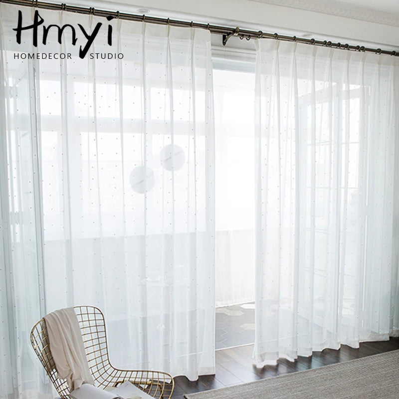 Luxury White Pearl Sheer Curtains