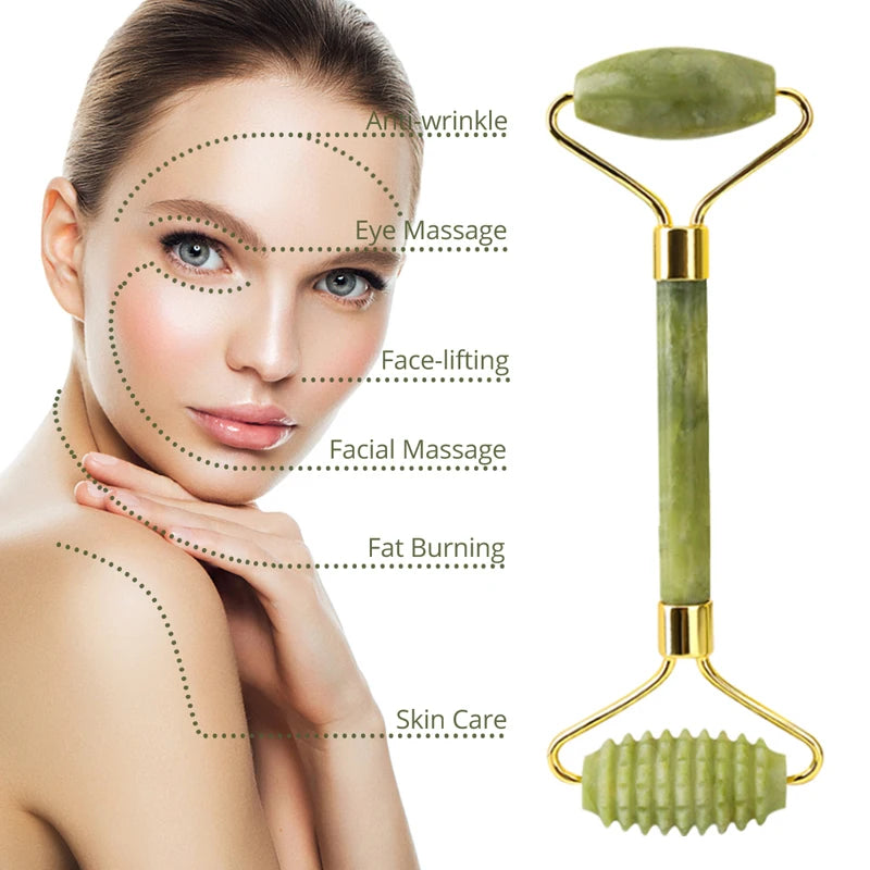 Gua Sha Jade Eye Mask, Facial Massager, Scraper & Roller