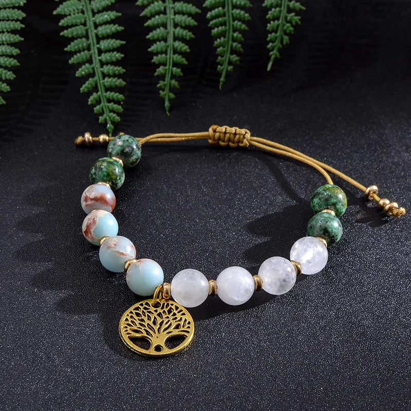 White Jade, African Turquoise & Emperor Jasper Mala Beads Japamala Necklace