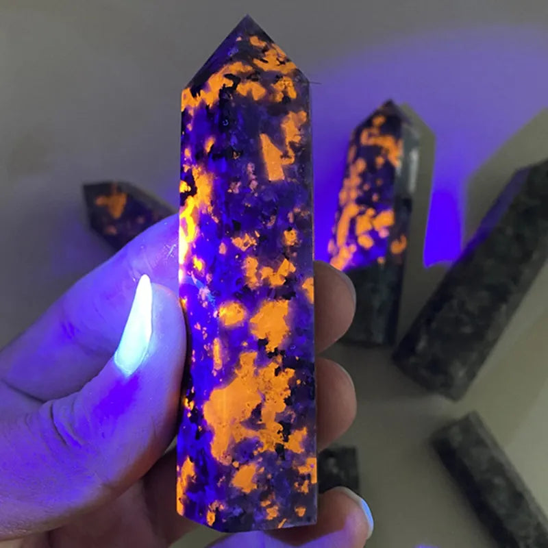 Natural Crystal Firestone Phosphorescence Energy Yooperlite Crystal and Stone Wands