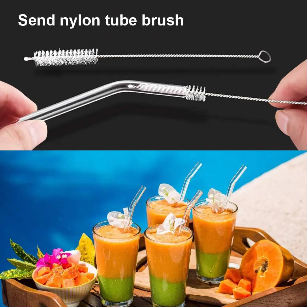 Eco-Friendly Glass Drinking Straws With Cleaning Brush