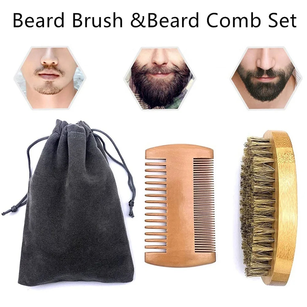 Eco Friendly Natural Beard Combs, Shaving Brush, Beard Mustache Repair Kit