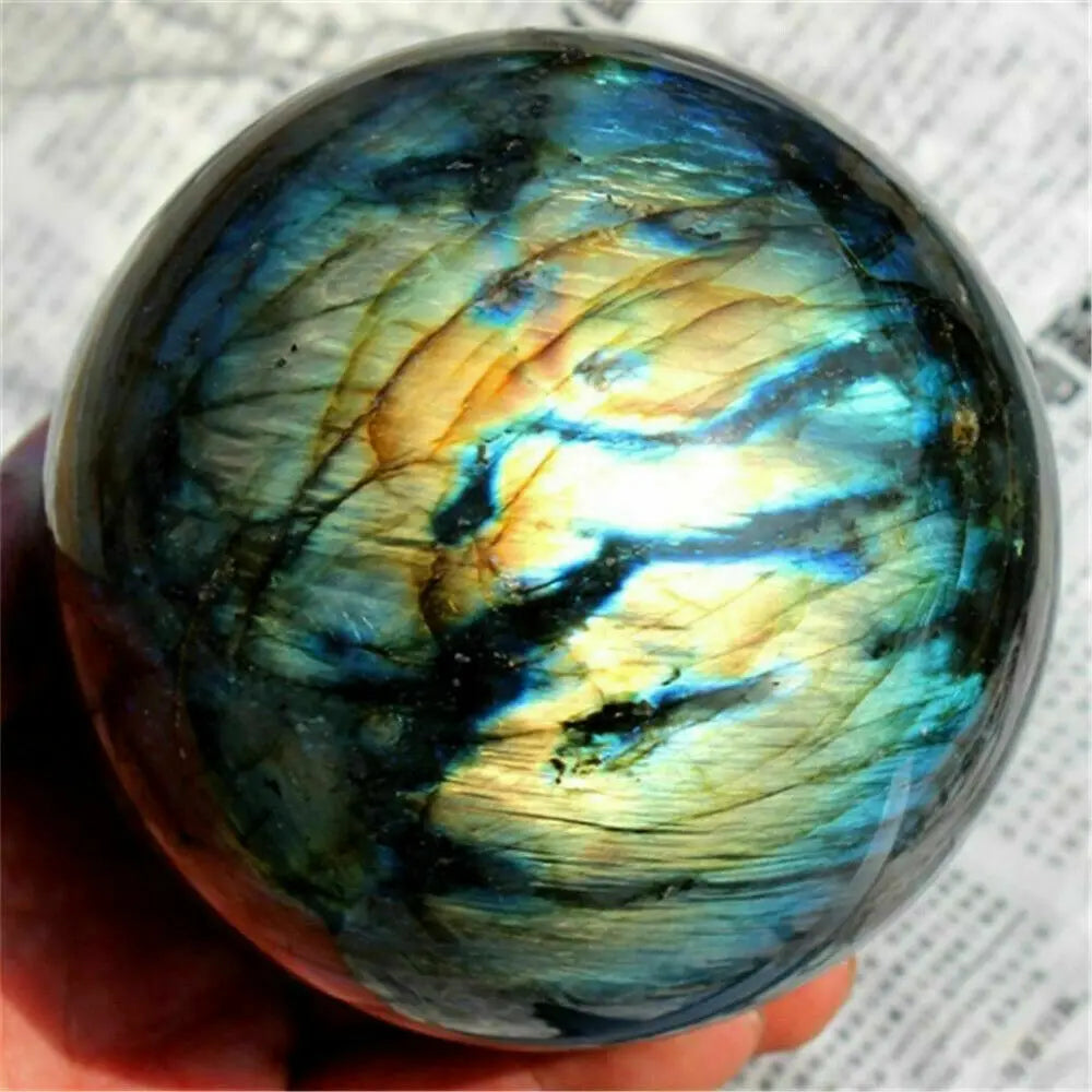 Natural Labradorite Sphere Rock Quartz Crystal Healing Ball