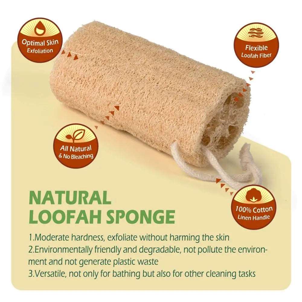 An image showcasing the natural texture and eco-friendly properties of the organic loofah body scrubber.