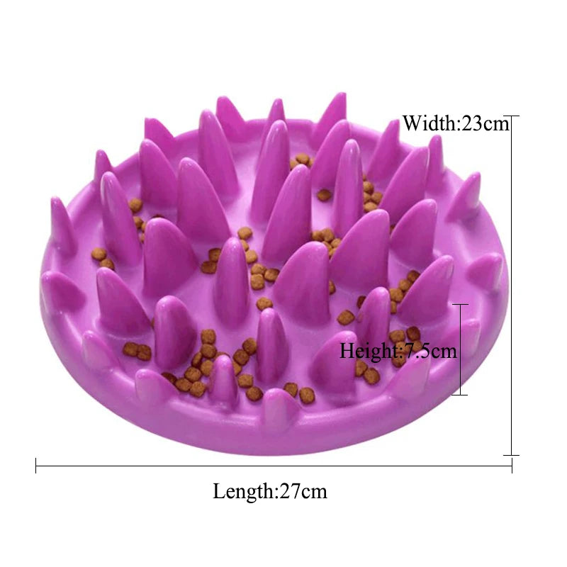 Reusable Hard Silicone Pet Bowls with Interactive Slow Feeder & Anti Gulping Feature & Non Slip