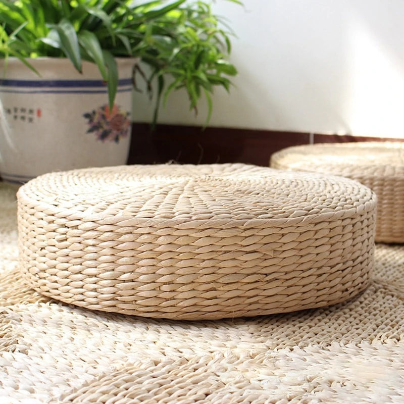 Eco-Friendly Round Straw Hand Woven Tatami Floor Cushion