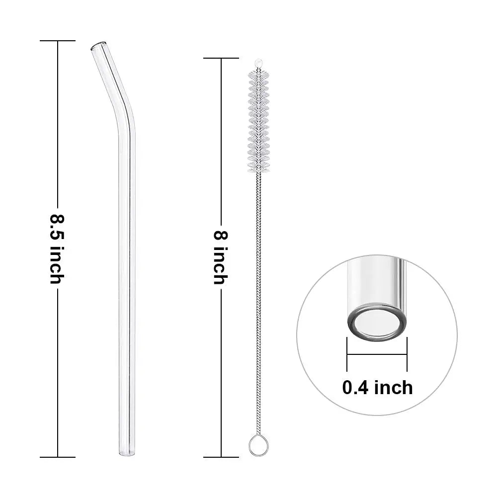 Eco-Friendly Glass Drinking Straws With Cleaning Brush