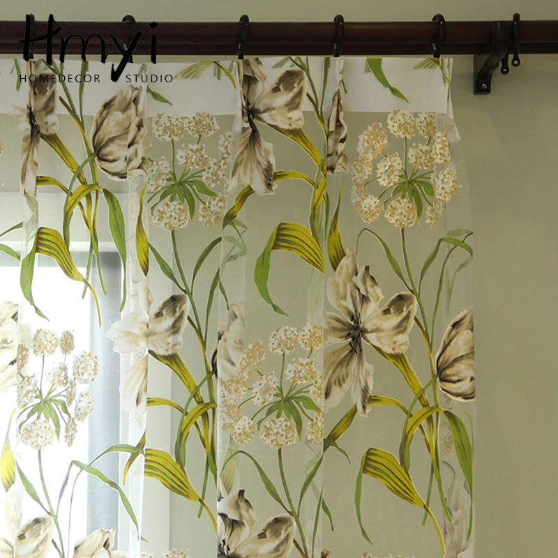 Tropical Flower Leaf Curtains