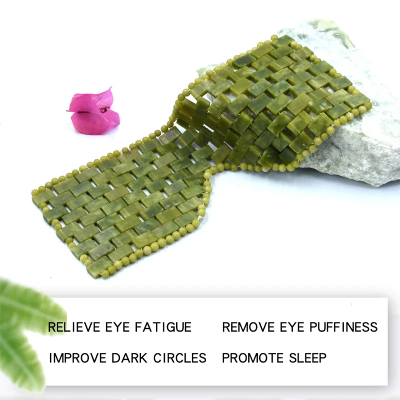 Gua Sha Jade Eye Mask, Facial Massager, Scraper & Roller