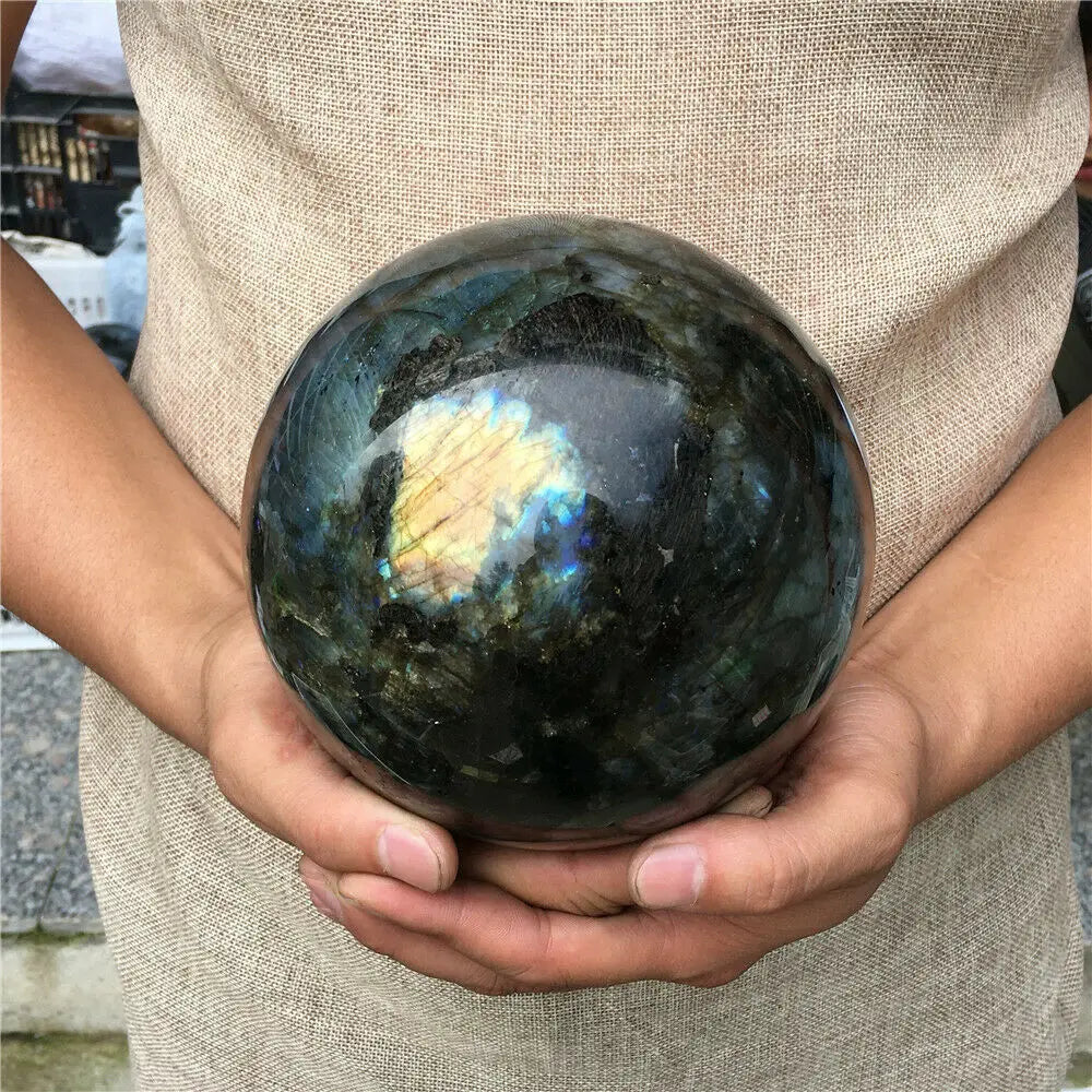 Natural Labradorite Sphere Rock Quartz Crystal Healing Ball