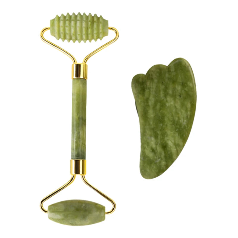 Gua Sha Jade Eye Mask, Facial Massager, Scraper & Roller