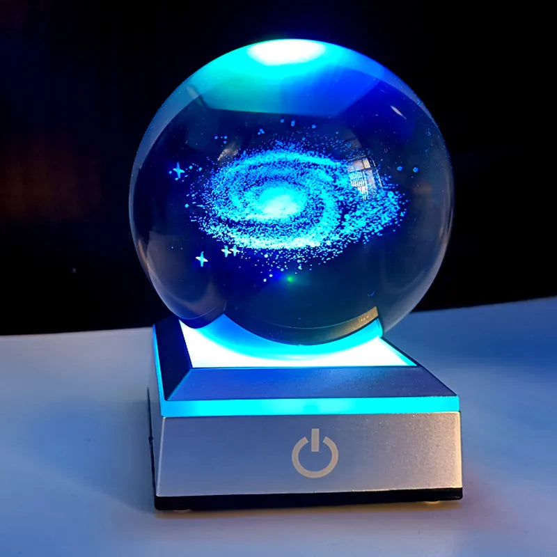 3D Solar System Laser Engraved Crystal Ball